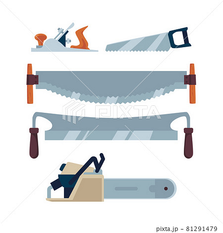 Set of work tools one-handed, two-handed and electric chainsaws lumberjack. Set of work tools one-handed, two-handed and electric chainsaws lumberjack. 81291479