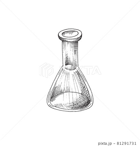 Chemical glass old empty flask sketch style 81291731