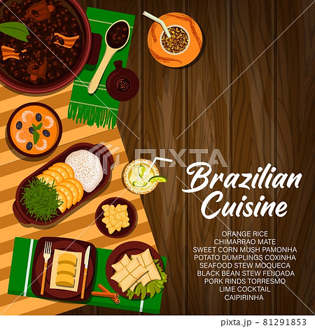 Brazilian cuisine, food of Brazil vector poster 81291853