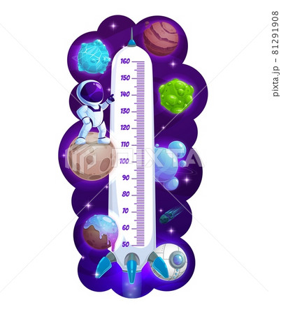 Kids height chart, cartoon space rocket, astronaut Kids height chart, cartoon space rocket, astronaut 81291908