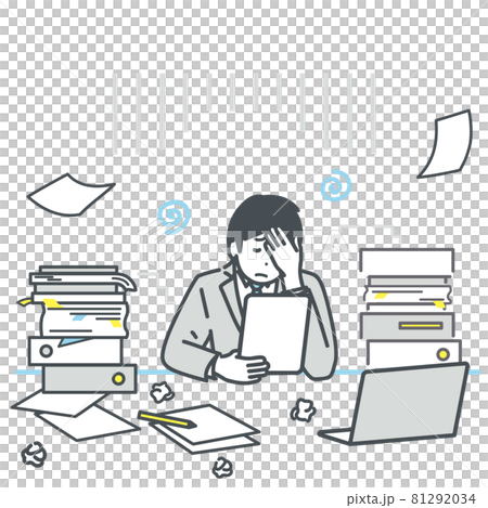 擔心工作量的商人的形象插圖素材 81292034