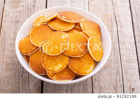 Mini pancakes . Delicious breakfast . 81292189