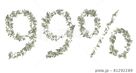 Dollar sign number 99. American money. Cash white background, us bill. Money falling. 81292289