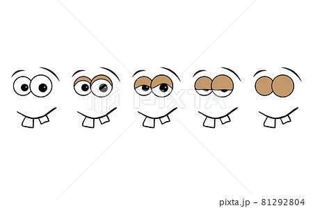 Blink eye animation step. Human cartoon face with blinking eyeball. Vector illustration on white background 81292804