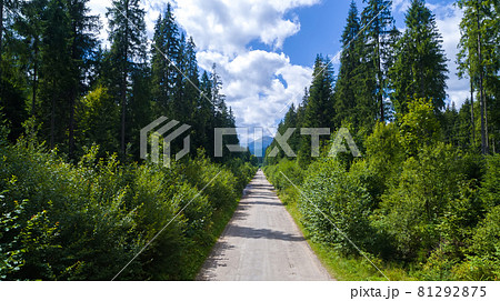 The Mount Hoverla from the road. Carpathian Mountains in Ukraine aerial view 81292875