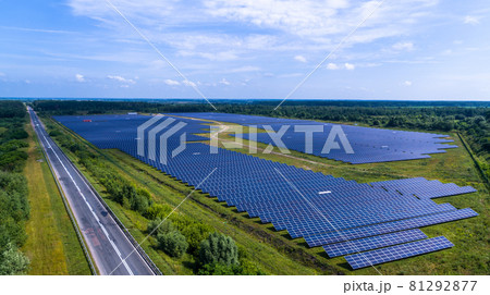 Solar Panel Green Factory Field Alternative Energy Aerial View 81292877