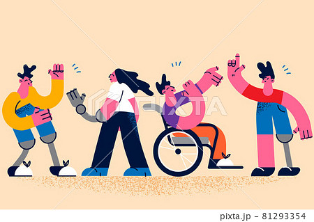 Happy active lifestyle of disabled people concept 81293354