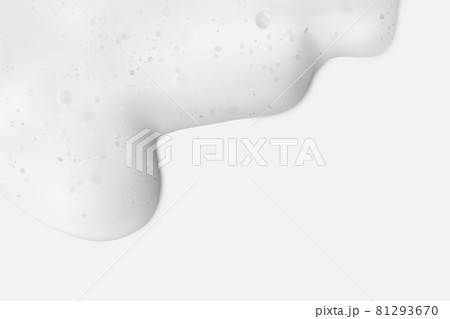 Soap foam with bubbles on white background frame with copy space, horizontal. Shampoo or cleanser texture realistic vector illustration Soap foam with bubbles on white background frame with copy space, horizontal. Shampoo or cleanser texture realistic vector illustration 81293670