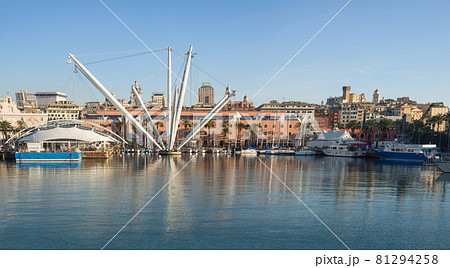 Genoa (Genova) panoramic  view of "Porto Antico" Old Harbour 81294258