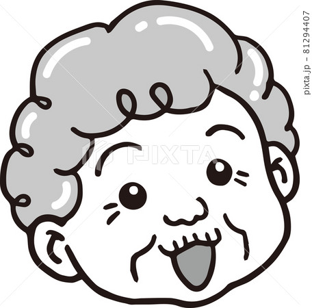 80代おばあちゃんの顔 モノクロのイラスト素材