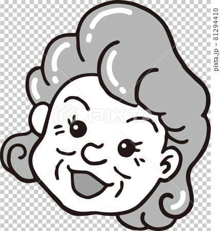 Grandma's face in her 70s_monochrome - Stock Illustration [81294410] - PIXTA