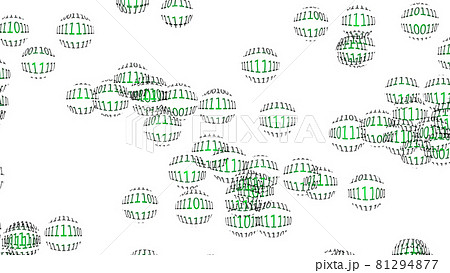 多数の球体に無数に並んだ0と1の数字の列 多数の球体に無数に並んだ0と1の数字の列 81294877