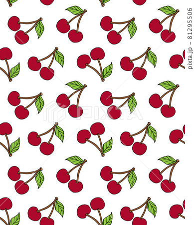 Vector seamless pattern of hand drawn cherry 81295506