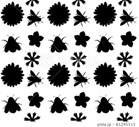 Vector seamless pattern of flowers and insects 81295515
