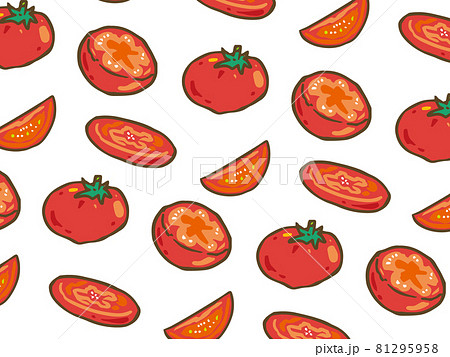 トマトのかわいいイラストの壁紙のイラスト素材