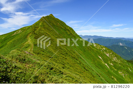 快晴の空と谷川連峰縦走路・オジカ沢ノ頭 81296220