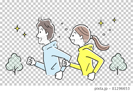 Vector Illustration Material: Men and women, couples, couples jogging outside 81296653