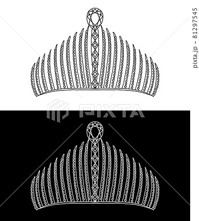 シードパールとダイヤモンドのティアラ 手描きの線画イラスト 023のイラスト素材
