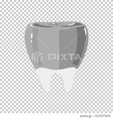 Illustration of teeth. A tooth covered with silver teeth. Illustration of teeth. A tooth covered with silver teeth. 81297920