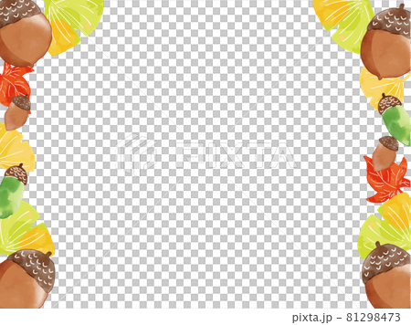 秋季落葉與橡子水彩畫框 81298473