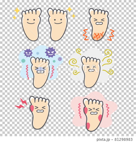 足のトラブルに関する表情セット 81298983