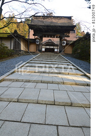 高野山金剛峯寺の門へと続く石畳(和歌山県伊都郡高野町高野山) 高野山金剛峯寺の門へと続く石畳(和歌山県伊都郡高野町高野山) 81300749