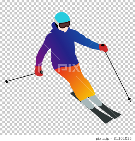 スキーヤーのイラストセット 白背景 ベクター 切り抜き のイラスト素材