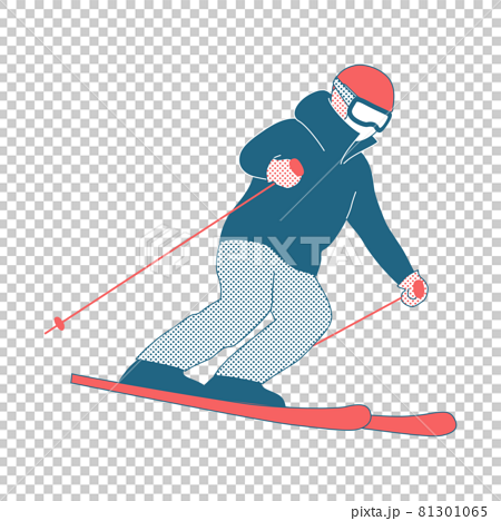 スキーヤーのイラスト 白背景 ベクター 切り抜き のイラスト素材