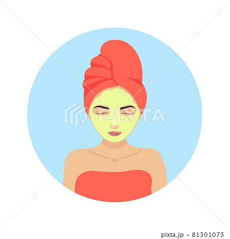 Home spa treatment of woman in a facial mask 81301075