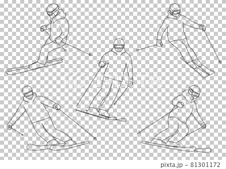 Skier illustration set (white background, vector, crop) 81301172