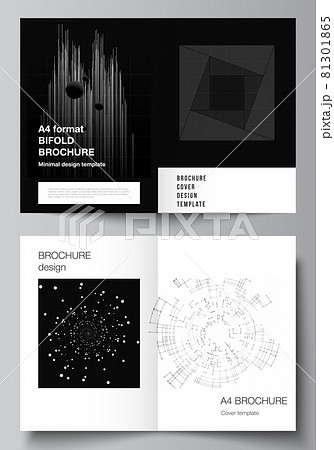 Vector layout of two A4 cover mockups design templates for bifold brochure, flyer, cover design, book design.Black color technology background. Digital visualization of science, medicine, tech concept Vector layout of two A4 cover mockups design templates for bifold brochure, flyer, cover design, book design.Black color technology background. Digital visualization of science, medicine, tech concept 81301865