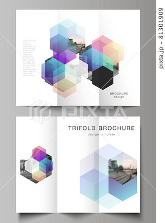 Vector layouts of covers design templates with abstract shapes and colors for trifold brochure, flyer layout, magazine, book design, brochure cover, advertising mockups. Vector layouts of covers design templates with abstract shapes and colors for trifold brochure, flyer layout, magazine, book design, brochure cover, advertising mockups. 81301909