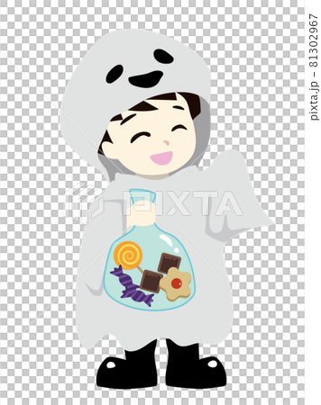 萬聖節男孩打扮成鬼魂,得到糖果 萬聖節男孩打扮成鬼魂,得到糖果 81302967