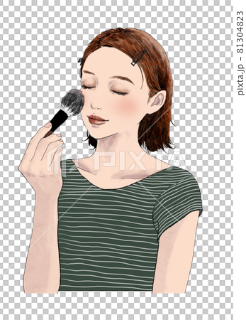 メイクしている女性のカラーイラスト 81304823