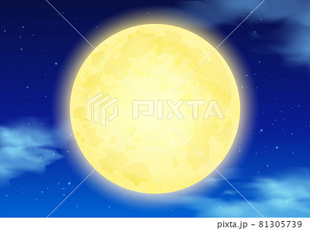 夜空と満月の幻想的なベクターイラスト背景のイラスト素材