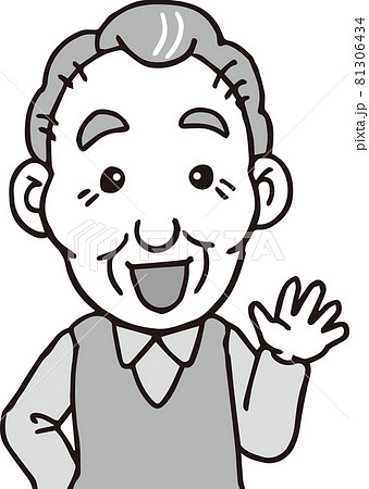 高齢男性_70代_モノクロ_上半身 81306434