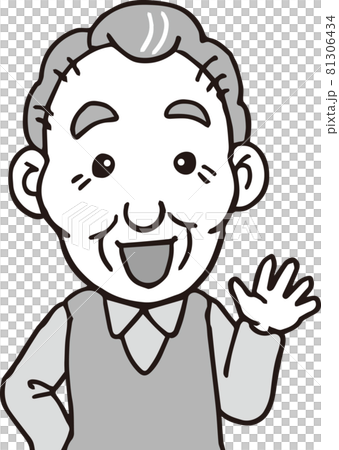 高齢男性_70代_モノクロ_上半身 81306434