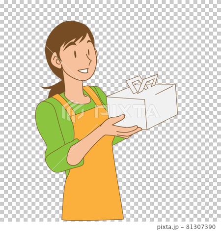 ケーキの箱を抱えた女性 ケーキの箱を抱えた女性 81307390