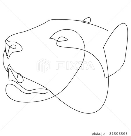 Jaguar head continuous one line drawing. Single line vector illustration. Jaguar head continuous one line drawing. Single line vector illustration. 81308363