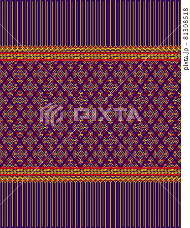 Yellow Red Symmetry Geometric Native or Ethnic Seamless Pattern on Purple Background Yellow Red Symmetry Geometric Native or Ethnic Seamless Pattern on Purple Background 81308618