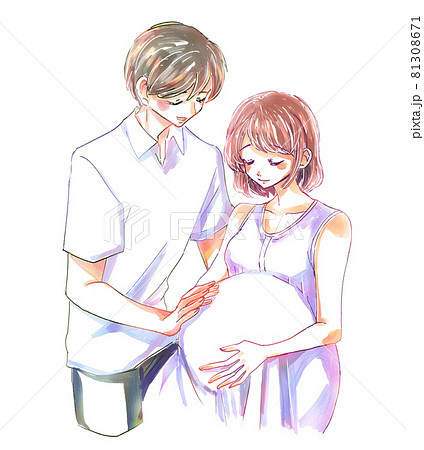 妊婦さんとパートナーのイラスト素材