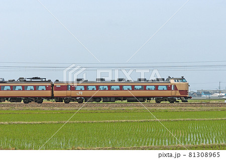 北陸本線　美川ー加賀笠間　JR西日本　485系　A10編成　⑨　クハ481-324（京都）　山側 81308965