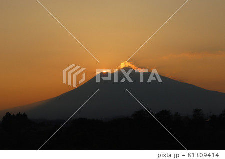 岩木山の夕景　青森県 81309414