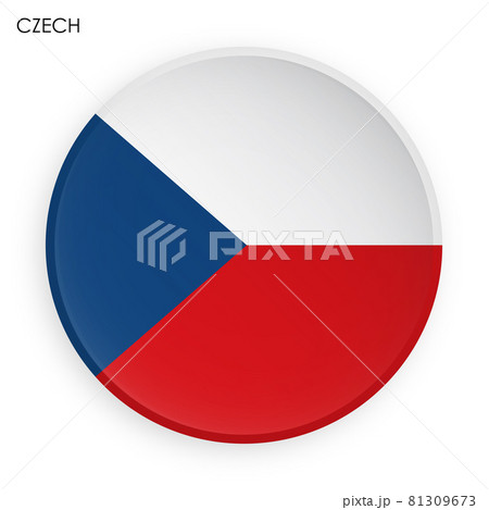CZECH flag icon in modern neomorphism style. Button for mobile application or web. Vector on white background CZECH flag icon in modern neomorphism style. Button for mobile application or web. Vector on white background 81309673