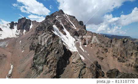 High rocky mountains covered with ice in places. High rocky mountains covered with ice in places. 81310770