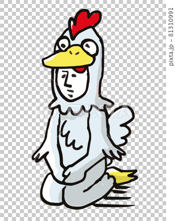 New Year's card material: A person wearing a sitting chicken costume New Year's card material: A person wearing a sitting chicken costume 81310991