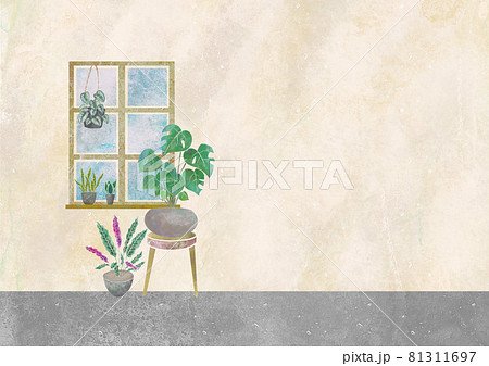 観葉植物とインテリアのイメージ　水彩　イラスト　住宅 81311697