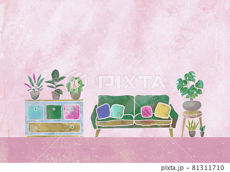 観葉植物とインテリアのイメージ 水彩 イラスト 住宅 観葉植物とインテリアのイメージ 水彩 イラスト 住宅 81311710