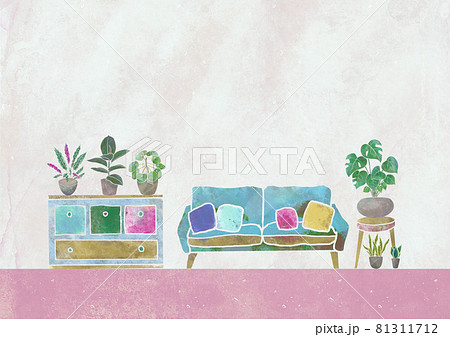 観葉植物とインテリアのイメージ 水彩 イラスト 住宅 観葉植物とインテリアのイメージ 水彩 イラスト 住宅 81311712
