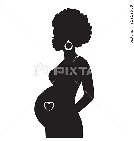 graceful silhouette of african pregnant woman with heart graceful silhouette of african pregnant woman with heart 81313509